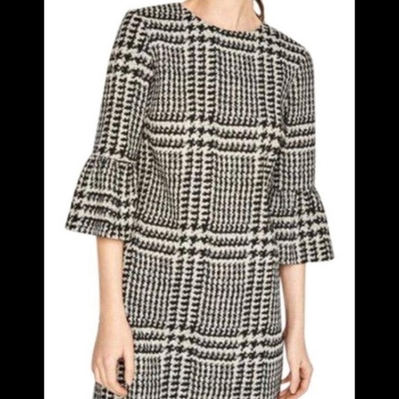 Zara Houndstooth Bell Sleeve Dress New - Picture 3 of 10